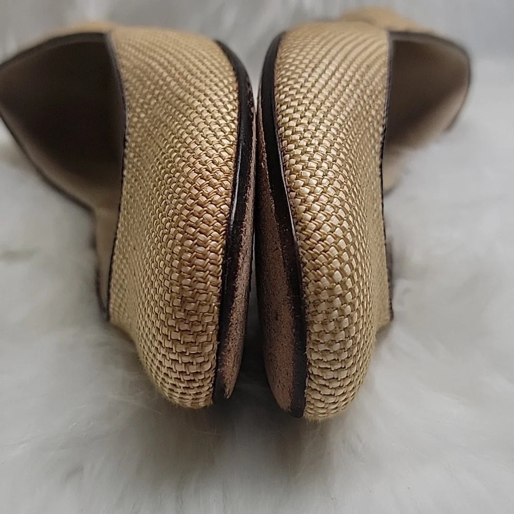 TALBOTS Gold Cream Metallic Tweed‎ Woven Square Toe Preppy Office Ballet Flats 6